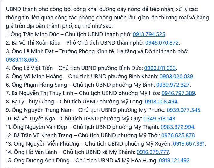 Nguồn: UBND phường Mỹ Long