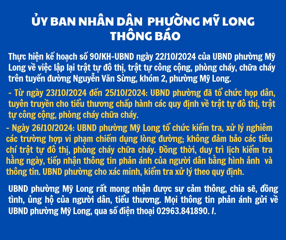 Nguồn: UBND phường Mỹ Long