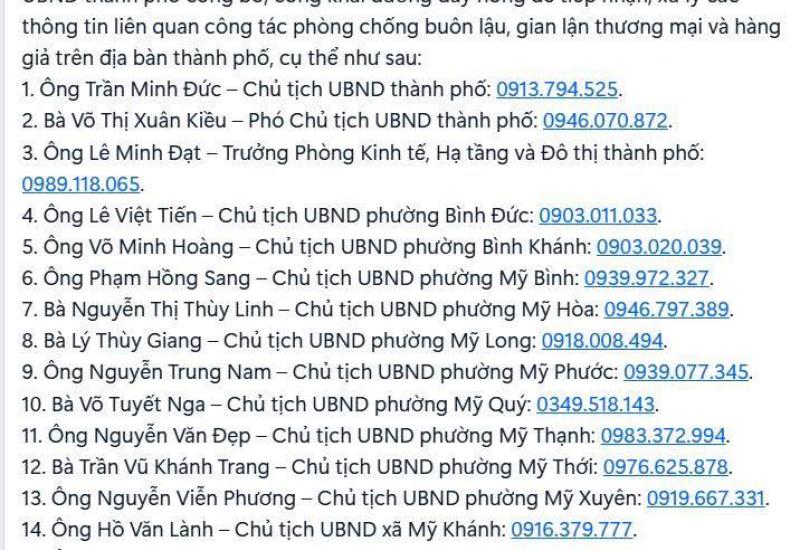Nguồn: UBND phường Mỹ Long
