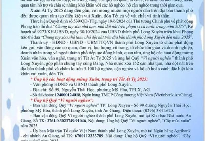 Nguồn: UBMTTQ Việt Nam thành phố Long Xuyên