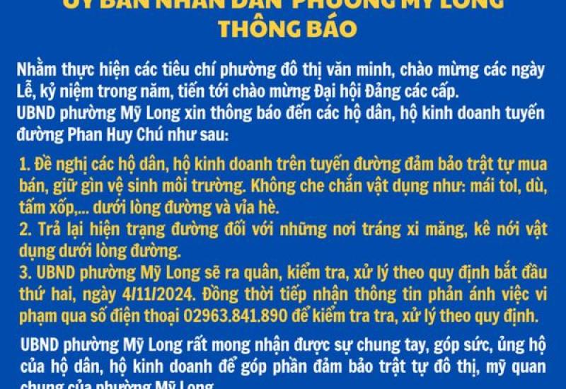 Nguồn: UBND phường Mỹ Long